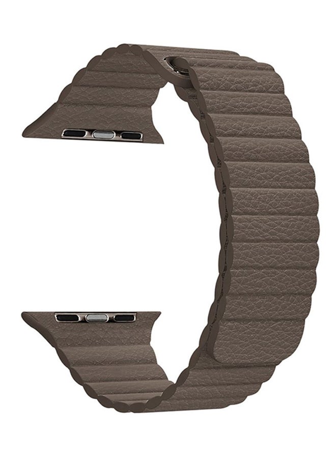 HQPro - Genuine Leather Loop Band For Apple Watch 44mm Brown - Image 1