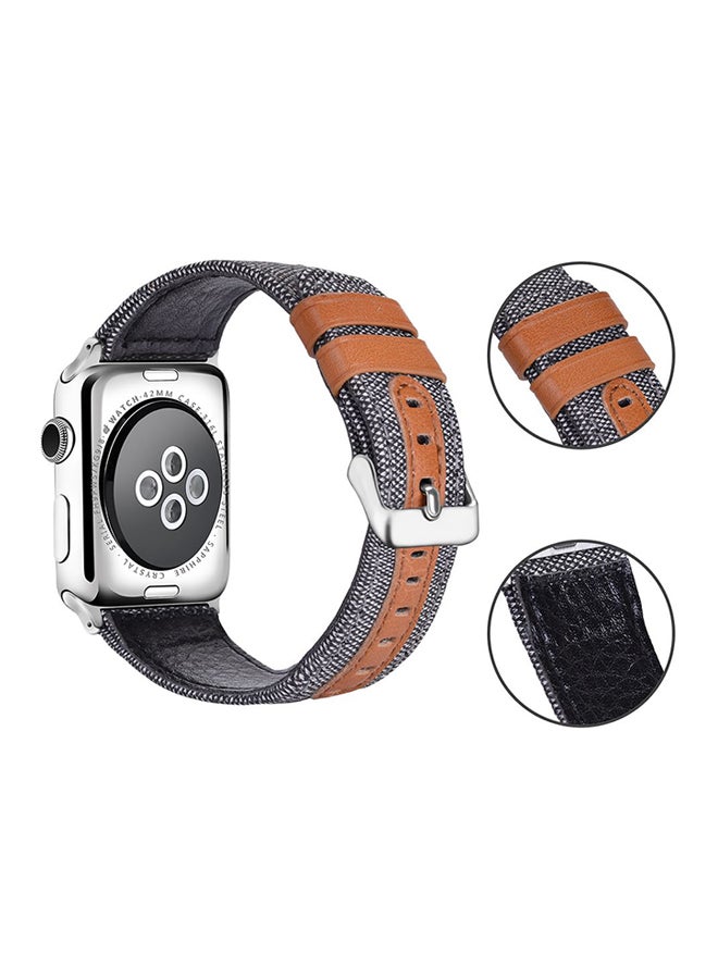 إتش كيو برو سوار من الجلد ملفوف بالقماش لساعة أبل مقاس 42 مم رمادي - Image 2