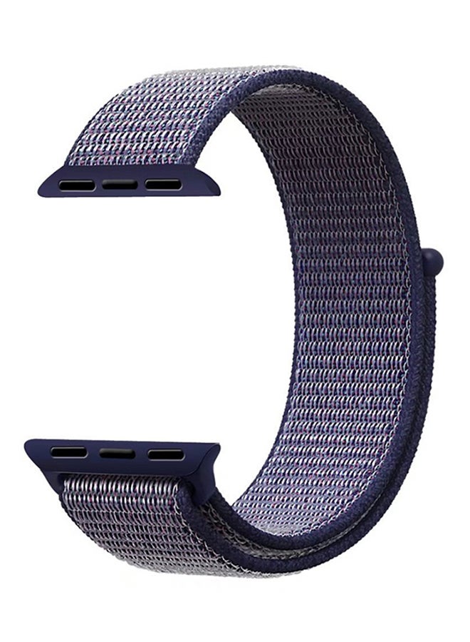HQPro - Woven Double Layer Nylon Sport Loop Strap For Apple Watch 44mm Blue - Image 1
