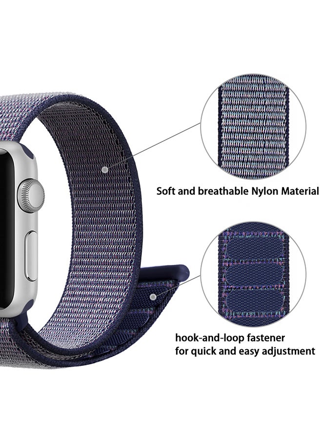 HQPro - Woven Double Layer Nylon Sport Loop Strap For Apple Watch 44mm Blue - Image 1