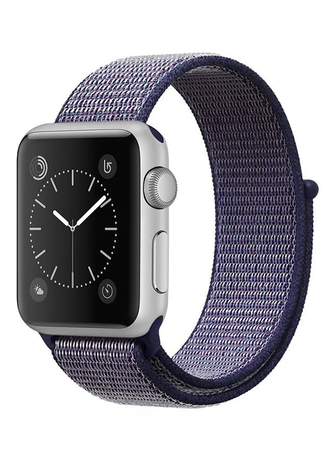 HQPro - Woven Double Layer Nylon Sport Loop Strap For Apple Watch 44mm Blue - Image 1