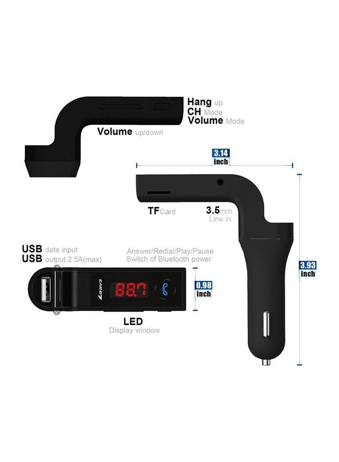 كار جي 7 شاحن سيارة USB مع مشغل Mp3 لاسلكي مضمَّن أسود - Image 3