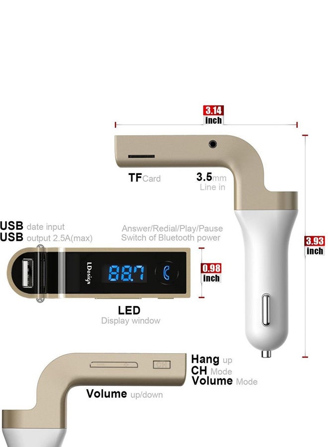 Bluetooth FM Transmitter With USB Car Charger Multicolour