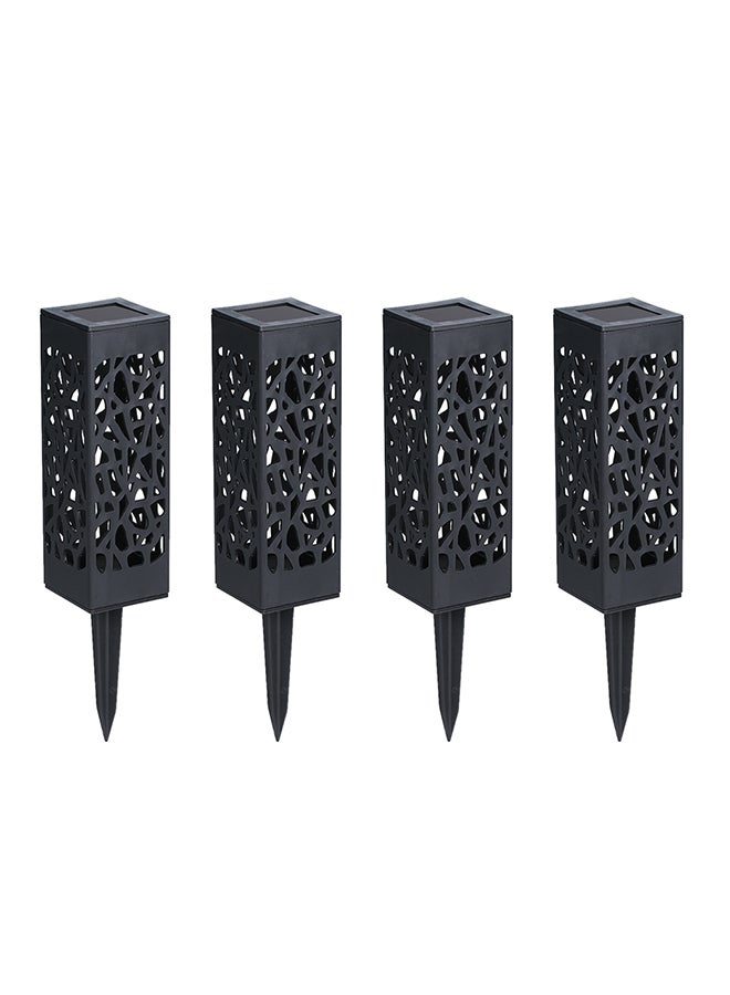 4-Piece Solar Powered LED Lawn Lamp Black 0.58kg - Image 1