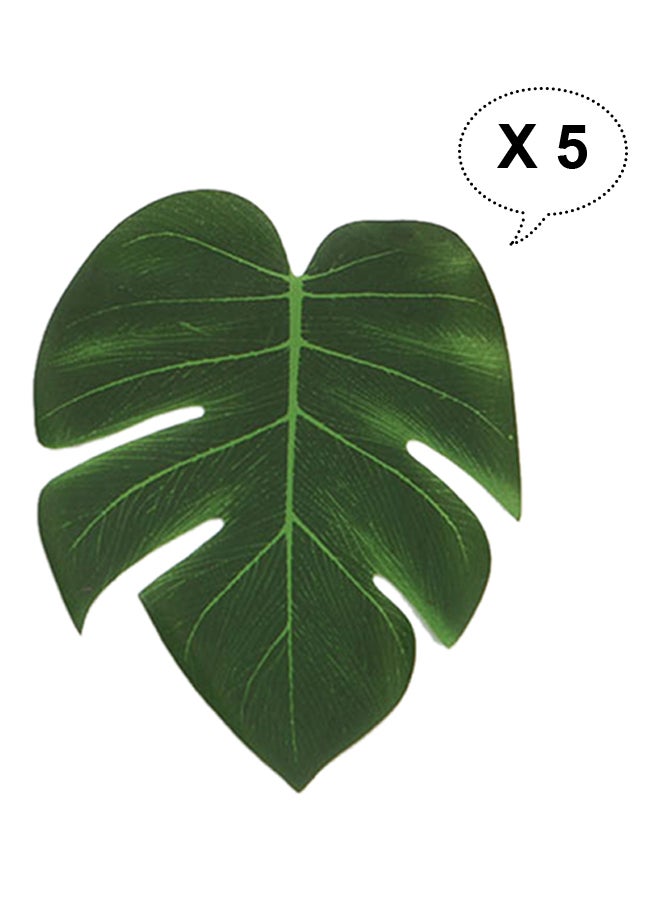 5-Piece Simulation Silk Cloth Fake Palm Leaves Green