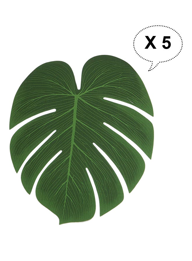 Generic 5-Piece Simulation Silk Cloth Fake Palm Leaves Green 