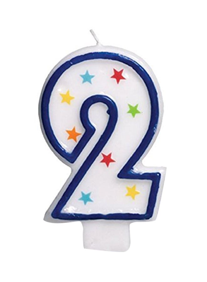 أمسكان شمعة عيد ميلاد على شكل رقم 2 مرصعة بنجوم من الداخل متعدد الألوان 0.5X5X3بوصة