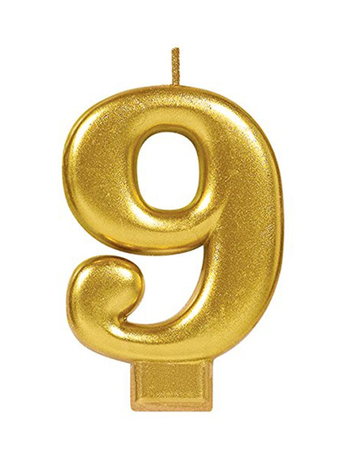 Amscan Number 9 Metallic Birthday Candle Gold 3.6X8.8X3.8inch