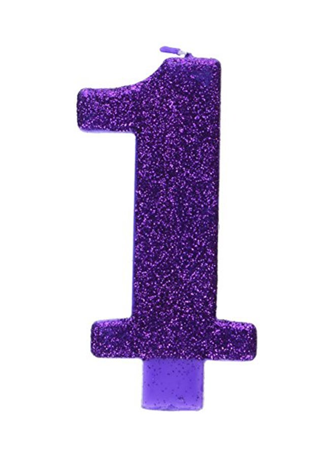 أمسكان شمعة عيد ميلاد لامعة رقم 1 أرجواني 1.27X19.05X9.53بوصة