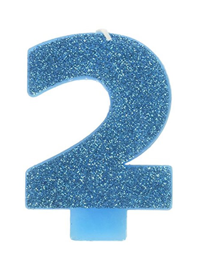 Amscan Number 2 Glitter Birthday Candle Blue 3.7X8.8X3.8inch 