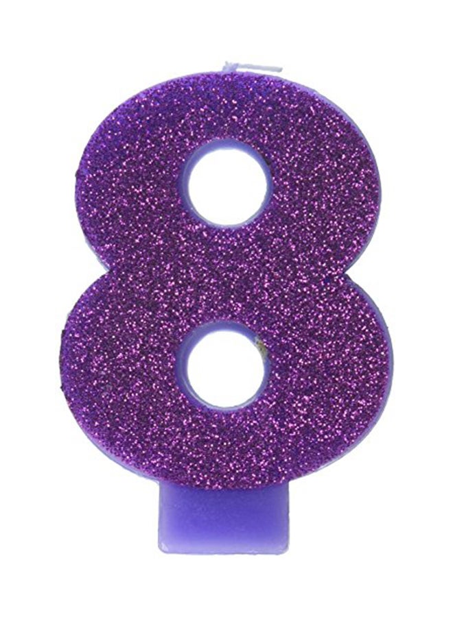 Amscan Number 8 Glitter Birthday Candle Purple 3.6X8.9X3.9inch