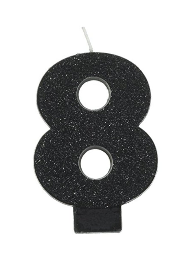 Amscan Number 8 Glitter Birthday Candle Black 3.7X8.8X3.7inch