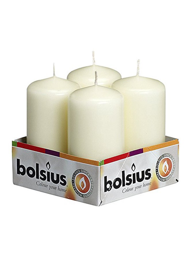 BOLSIUS - 4-Piece Pillar Candle White - Image 1