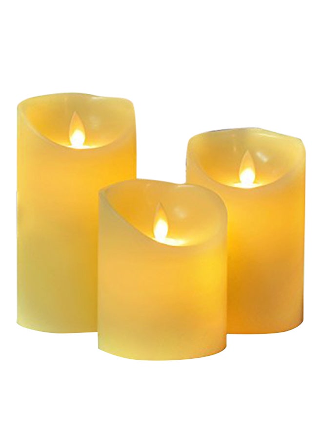 Da by Set Of 3- LED Flameless Candles With Remote Control Yellow 4.3X11.2X7.3inch 
