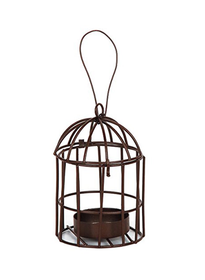 داريس قفص عصفور معدني مصغر قديم مع حامل تيلايت بني 2.43x3.33x2.43بوصة
