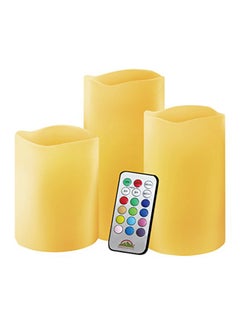Himalayan Glow Set Of 3 Realistic Flameles Led Candle With 18 Keys Remote Control Multicolour 6X10X3inch 