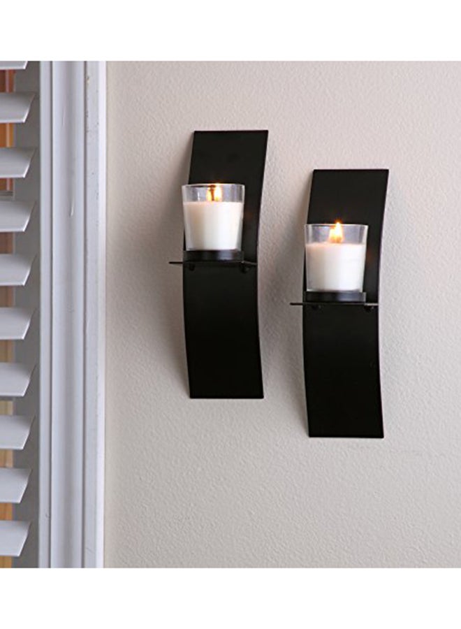Hosley - Set Of 2 Clear Glass Votive Candle Holders O3 Black 9X6.9X3.6inch - Image 1