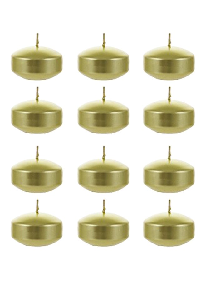 Mega Candles 12-Piece Unscented Floating Disc Candles Gold 1x2x2inch - Image 1