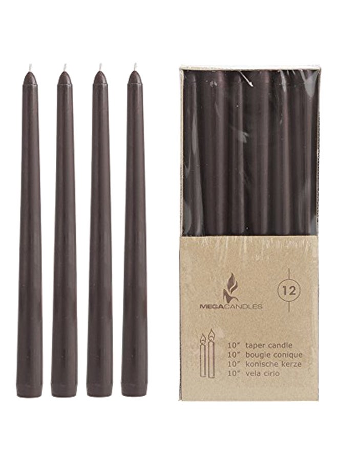 12-Piece Unscented Taper Candles Brown 10x0.7x0.7inch