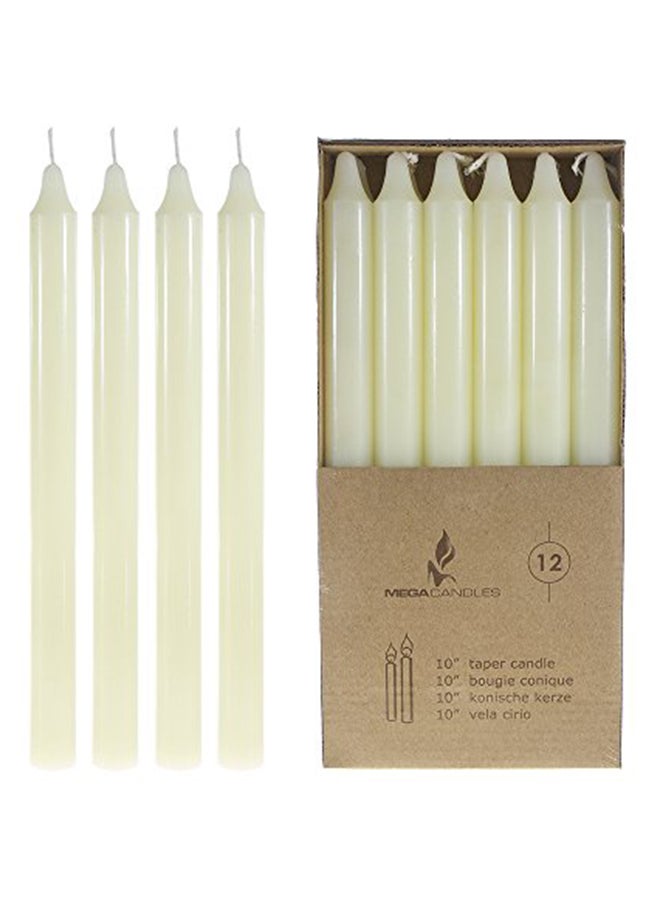 12-Piece Unscented Straight Taper Candles Ivory 10x0.88x0.88inch