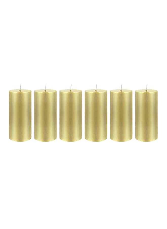6-Piece Unscented Round Pillar Candle Set Gold