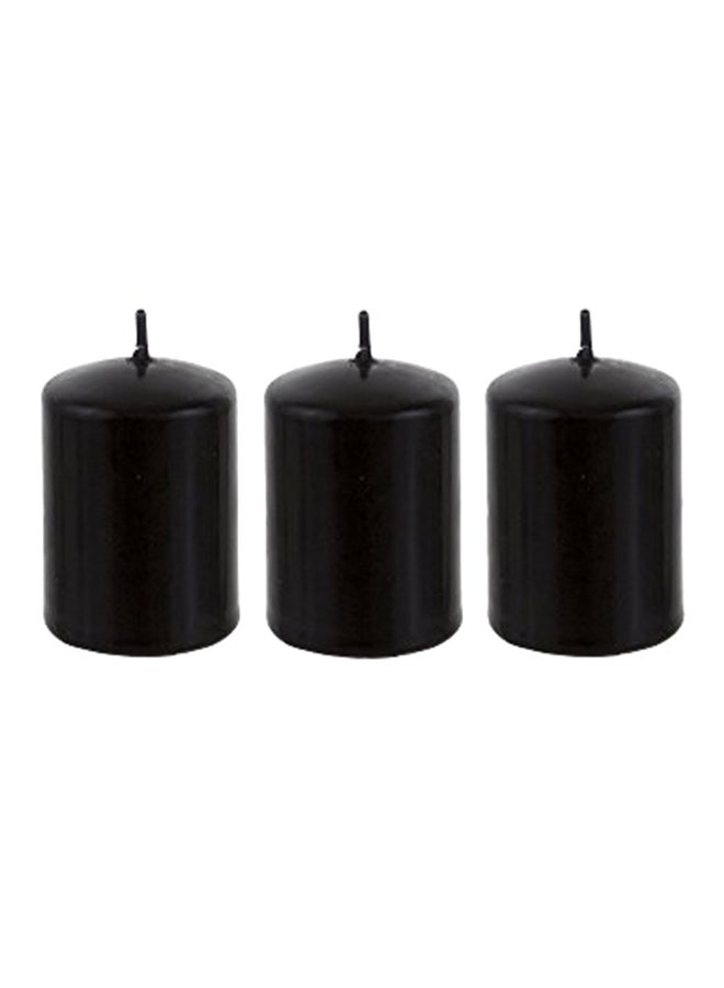 3-Piece Unscented Round Pillar Candle Set Black