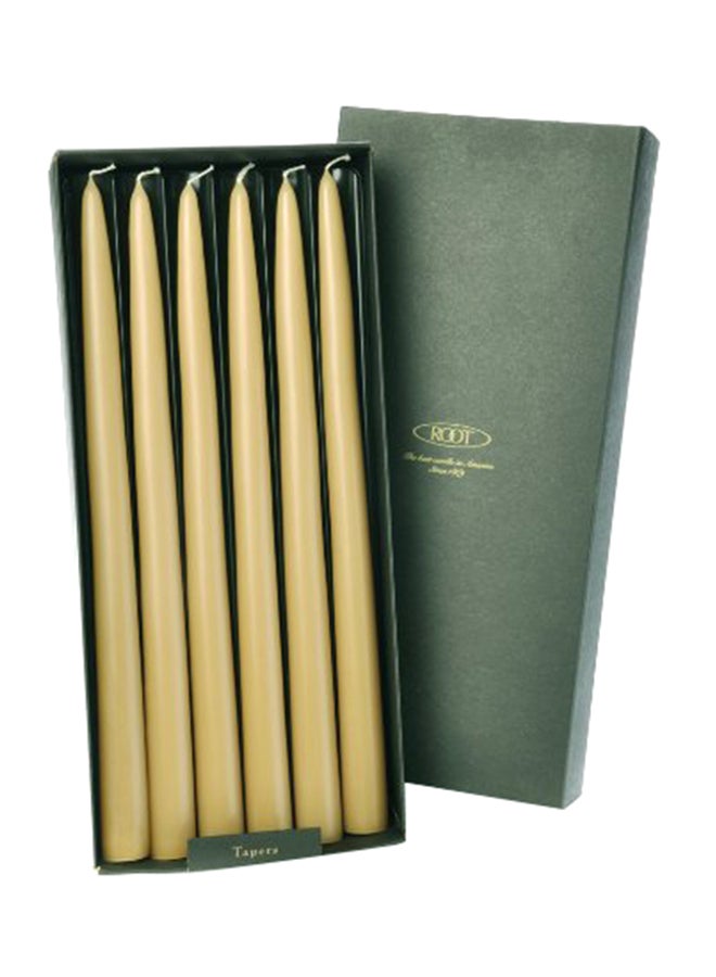 Root Candles 12-Piece Smooth Hand Dipped Dinner Candle Set Beige 