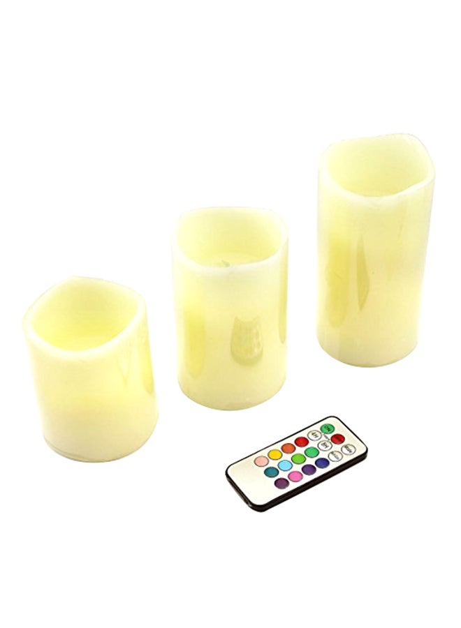 ويزووركس طقم مكون من 3 شموع LED بدون لهب مع جهاز تحكم عن بعد عاجي 