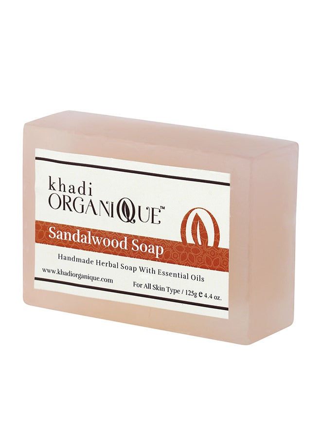 Khadi ORGANIQUE Handmade Ayurvedic Sandalwood Soap Light Pink 125grams  - Image 1