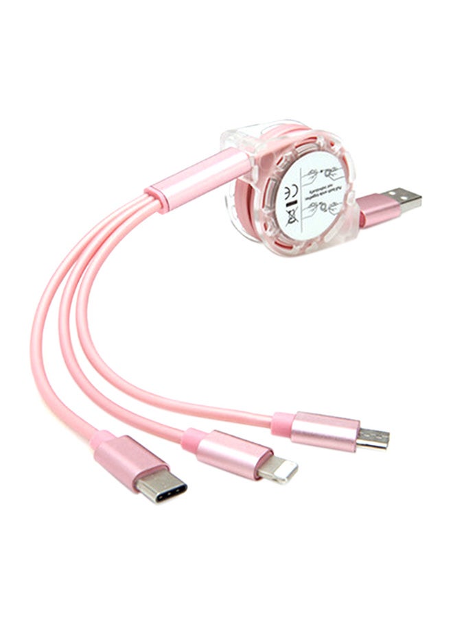 كابل شحن USB 3 في 1 لهاتف آيفون X/8/7/6s/5s، لهاتف سامسونج هاواي، لكابل الشحن النوع سي ميكرو USB، لكابل شحن آي باد 1 متر - Image 1