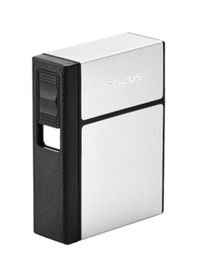 FOCUS Cigarette Dispenser Storage Box With USB Lighter Silver 60x92x67.5mm 