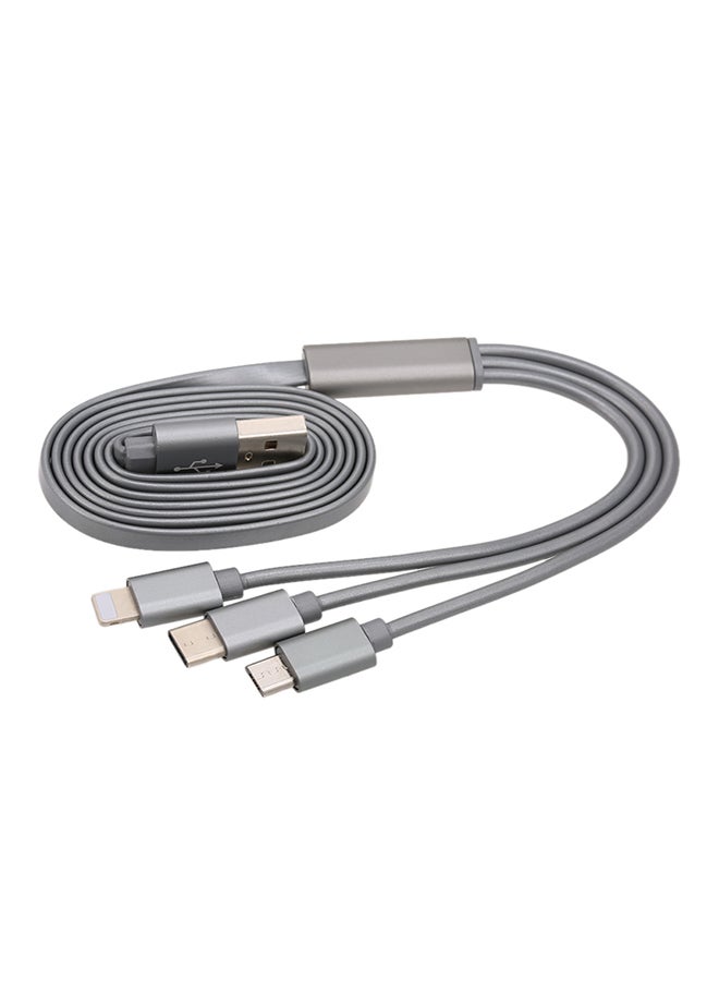 كابل شحن USB ‏3 في 1 فضي - Image 2