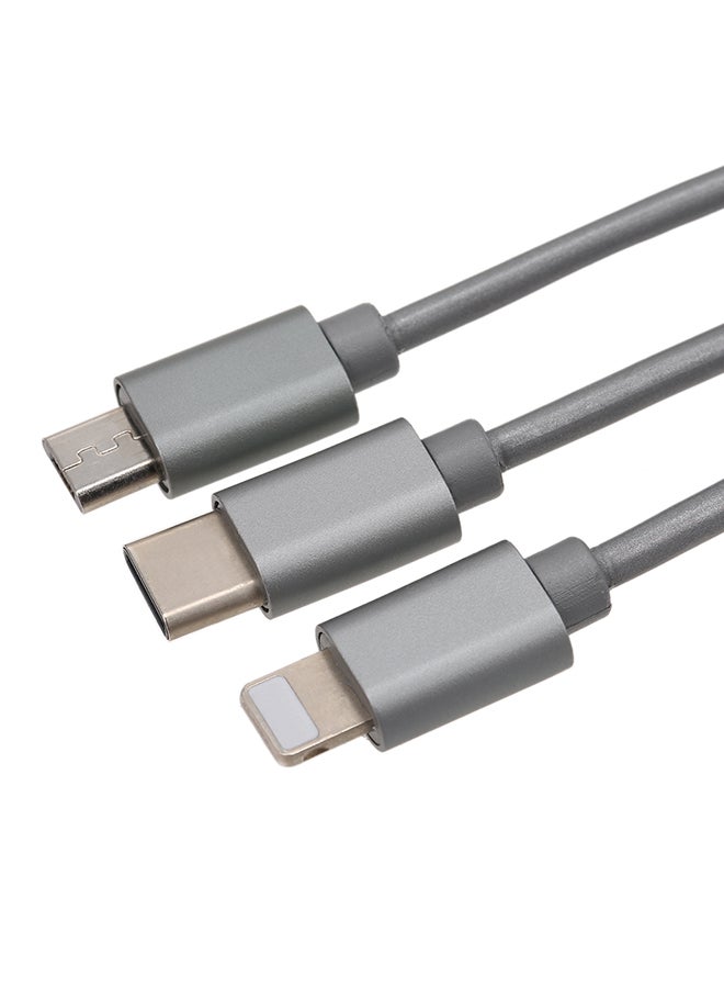 كابل شحن USB ‏3 في 1 فضي - Image 3