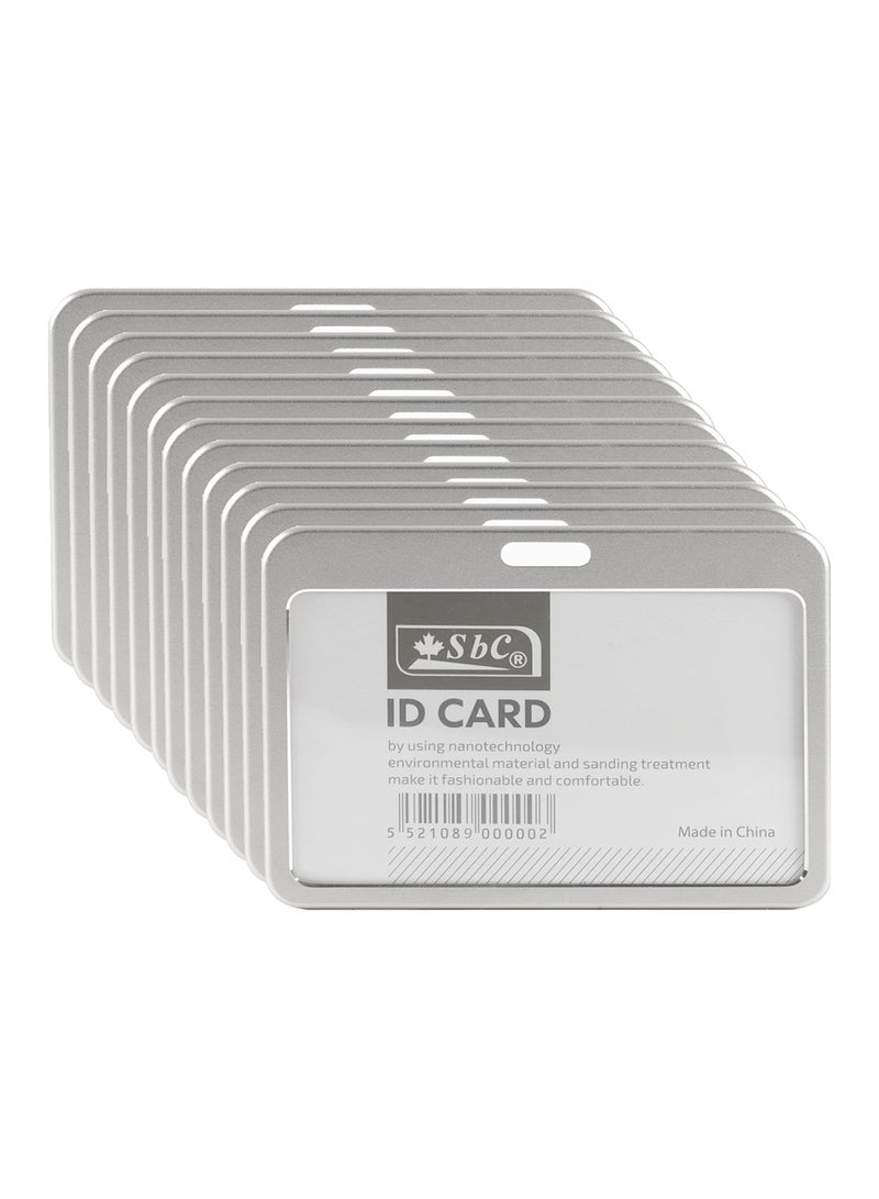 SBC - 12 Pcs Horizontal Premium Metal ID Holder Silver - Image 1