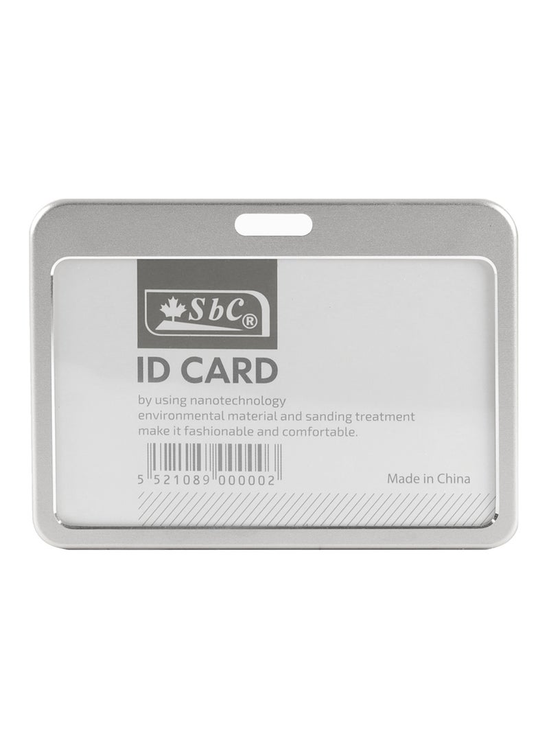 SBC - 12 Pcs Horizontal Premium Metal ID Holder Silver - Image 1