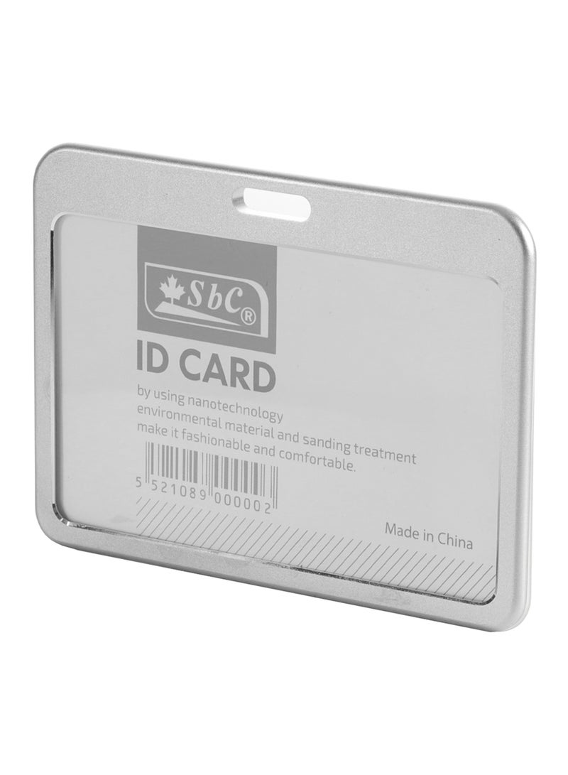 SBC - 12 Pcs Horizontal Premium Metal ID Holder Silver - Image 1