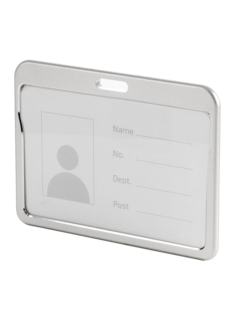 SBC - 12 Pcs Horizontal Premium Metal ID Holder Silver - Image 1