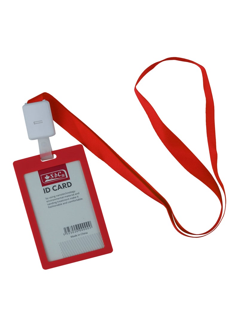 SBC ID Card Holder With Lanyard Red - Image 1