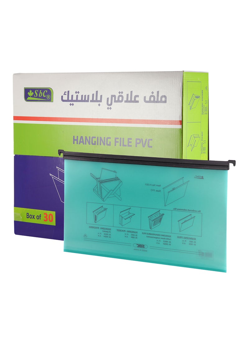اس بي سي - مجموعة ملف علاقي بلاستيك مع علامات تبويب وملاحق من 30 قطعة أخضر - Image 1