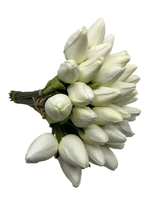 4-Bunch Decorative Artificial Tulip Flower Bouquet White/Green