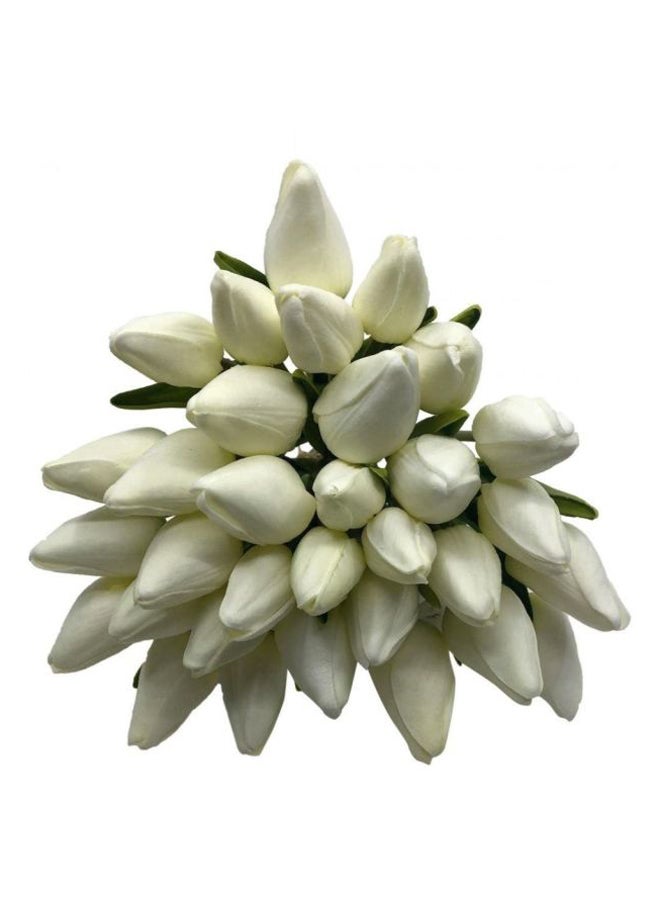 Yatai 4-Bunch Decorative Artificial Tulip Flower Bouquet White/Green - Image 2