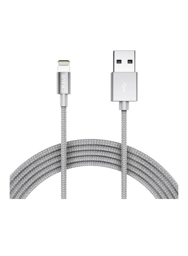 CRAVE Braided Lightning Charging Cable Grey/Silver