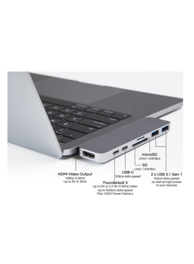 HYPER - 7-In-2 Portable Multi-Port Adapter Space Grey - Image 1