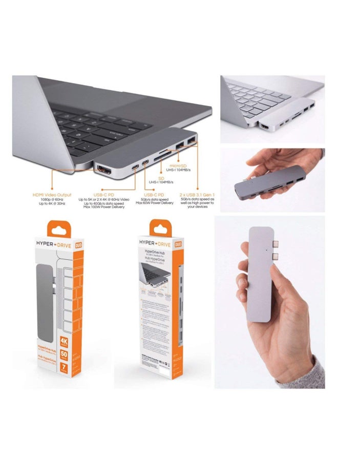 HYPER - 7-In-2 Portable Multi-Port Adapter Space Grey - Image 1