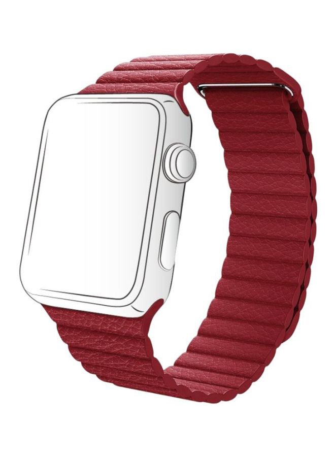 MARGOUN Stainless Steel Replacement Strap For Apple Watch 42/44mm Red - Image 1