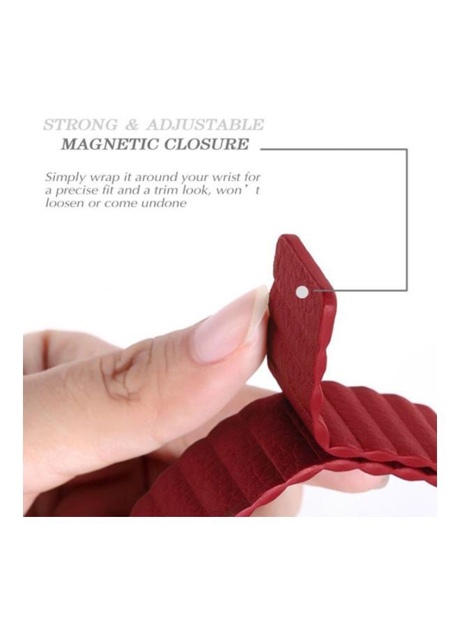 MARGOUN Stainless Steel Replacement Strap For Apple Watch 42/44mm Red - Image 2