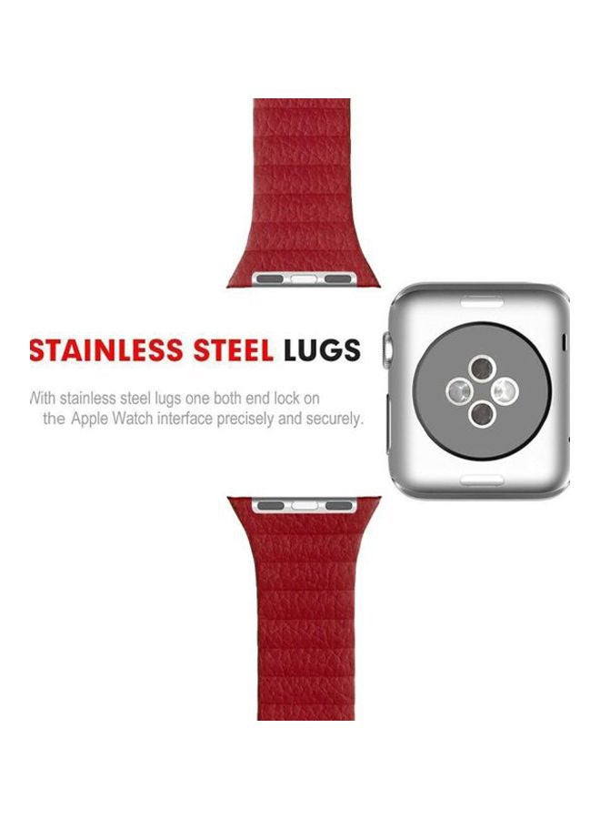MARGOUN Stainless Steel Replacement Strap For Apple Watch 42/44mm Red - Image 3
