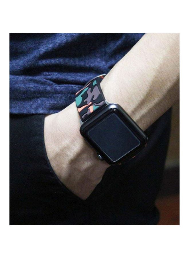 MARGOUN Replacement Band For Apple Watch Series 3/2/1 42mm Camo Orange/Green/Black - Image 2