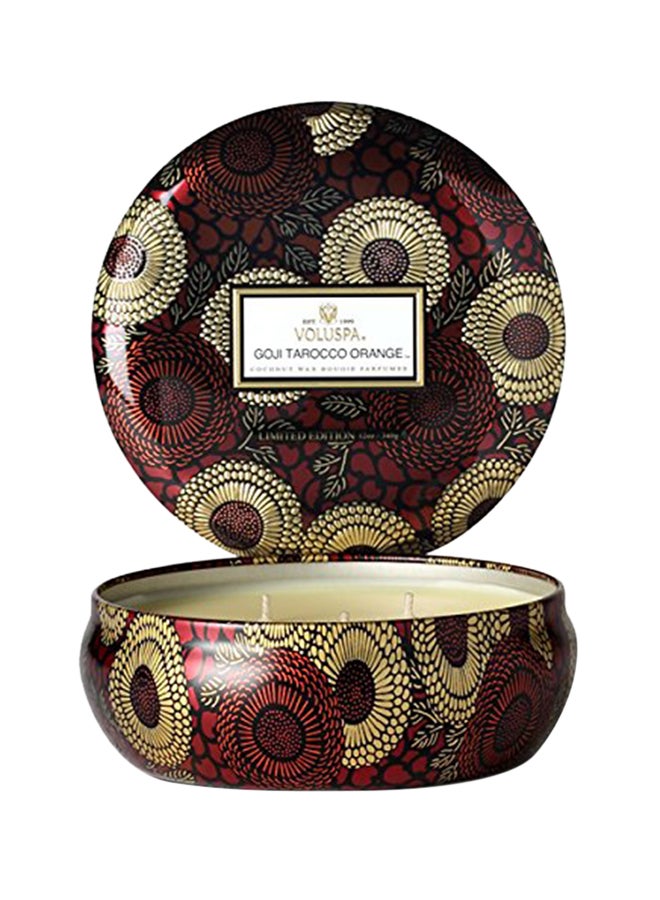 فولوسبا شمعة محدودة الإصدار من جوجي و برتقال تاروكو يابونيكا بثلاث فتائل في علبة زخرفية 11 أونصة متعددة الألوان 7X7X7 بوصة