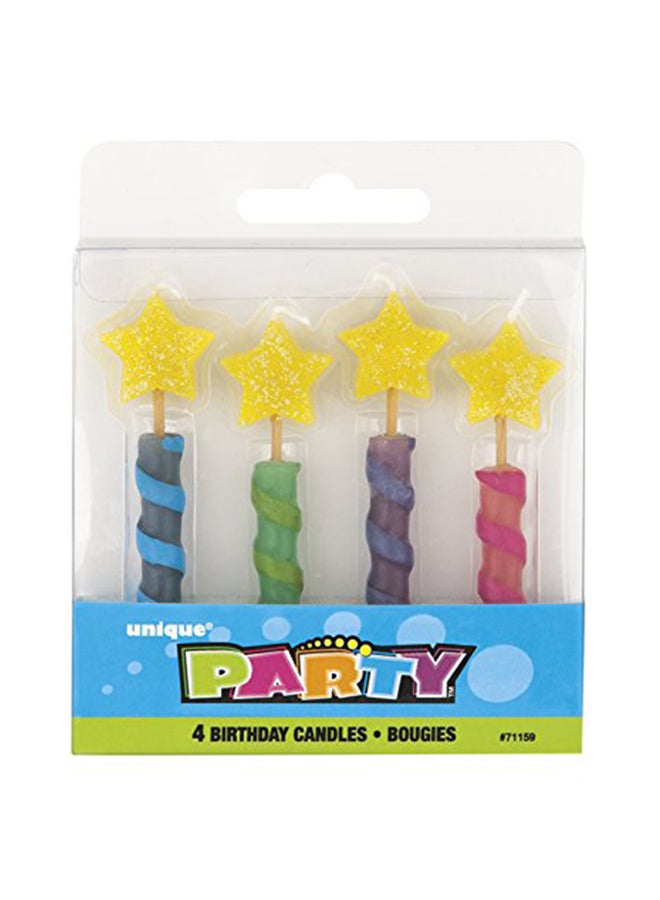 Unique Star Birthday Candles, Assorted 4Ct